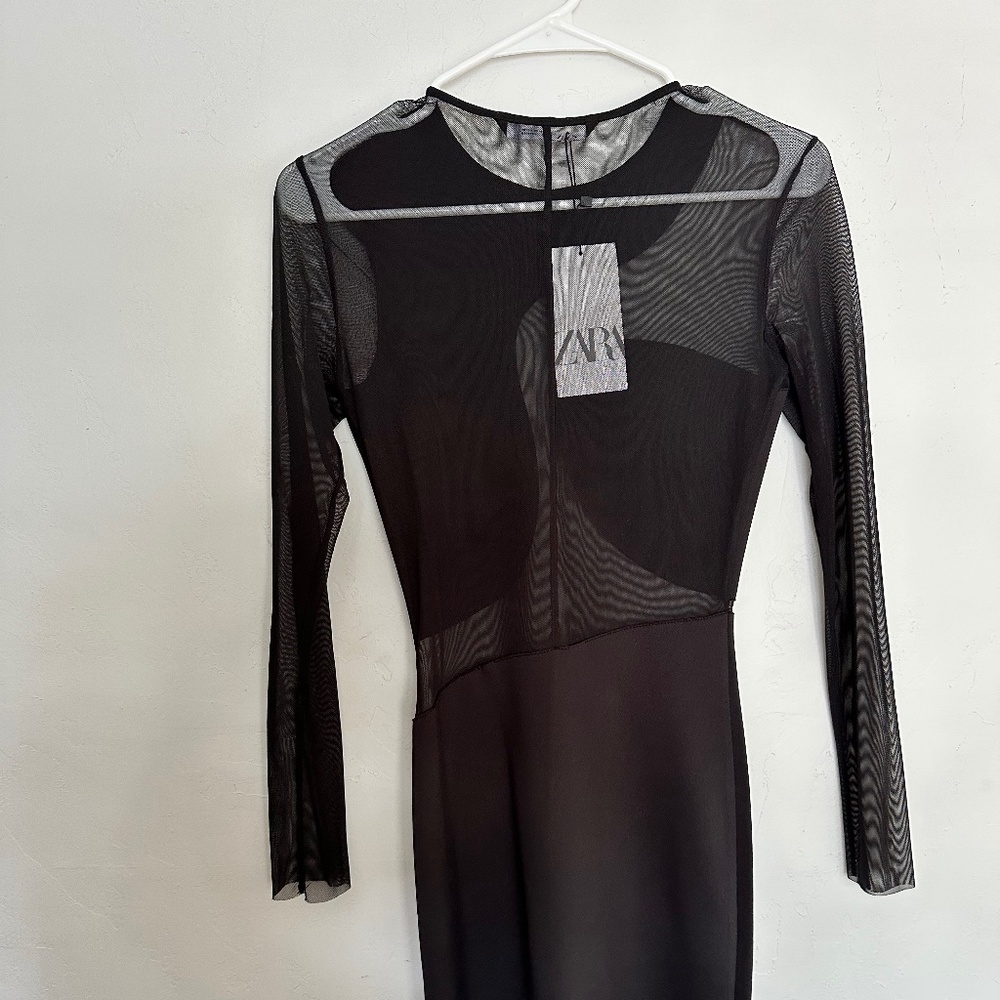 Zara Black Mini Mesh Dress